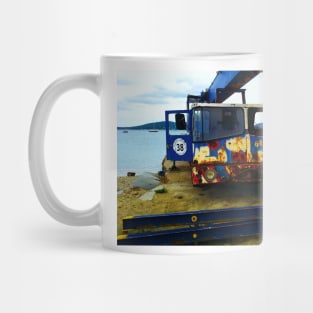Old crane for lifting boats out of the Mediterranean opposite St. Tropez Mug